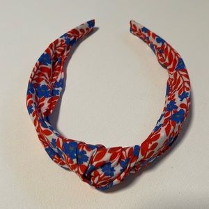 J. Crew Red White and Blue Top Knot Twist Floral Headband